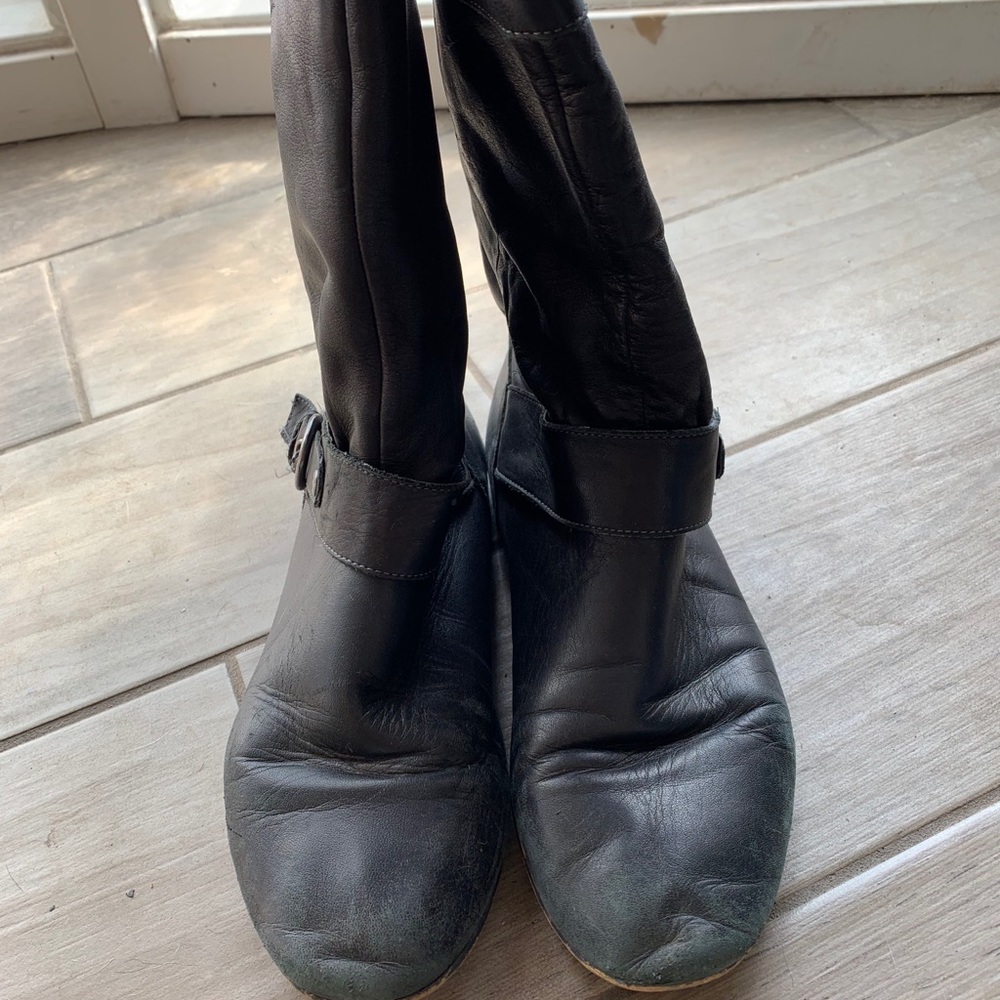 Black leather boots